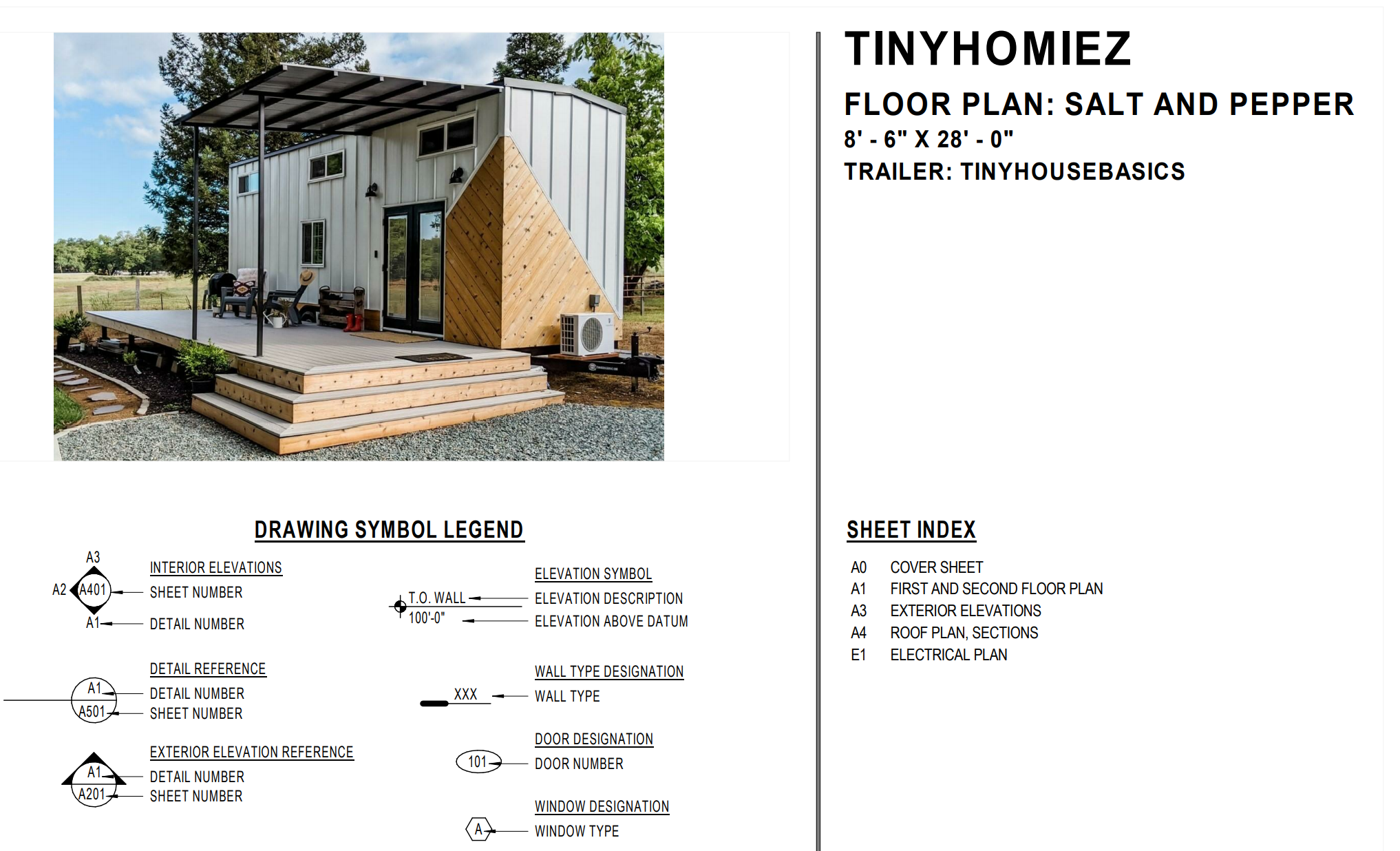 Tiny home interior looking down from the sleeping loft